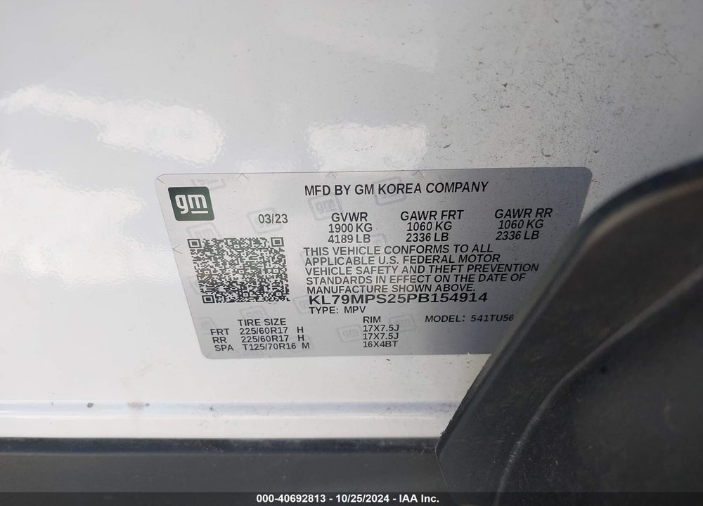 2023 CHEVROLET TRAILBLAZER FWD LT VIN: KL79MPS25PB154914