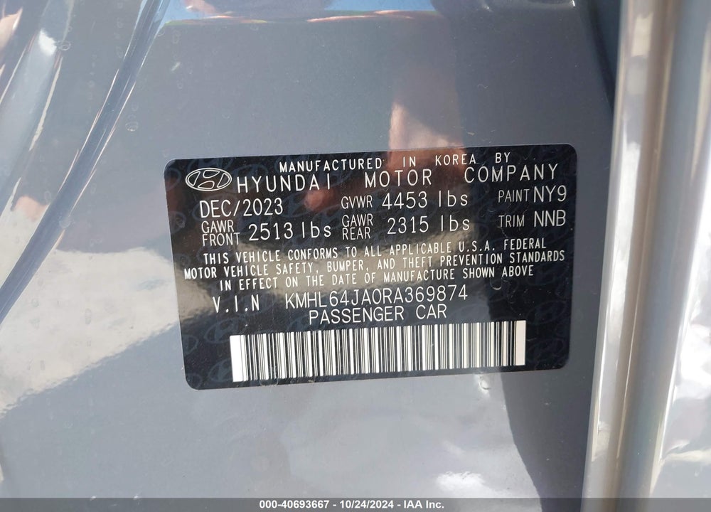 2024 HYUNDAI SONATA SEL VIN: KMHL64JA0RA369874