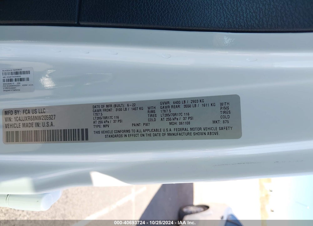 2022 JEEP WRANGLER 4XE UNLIMITED RUBICON 4X4 VIN: 1C4JJXR68NW205927