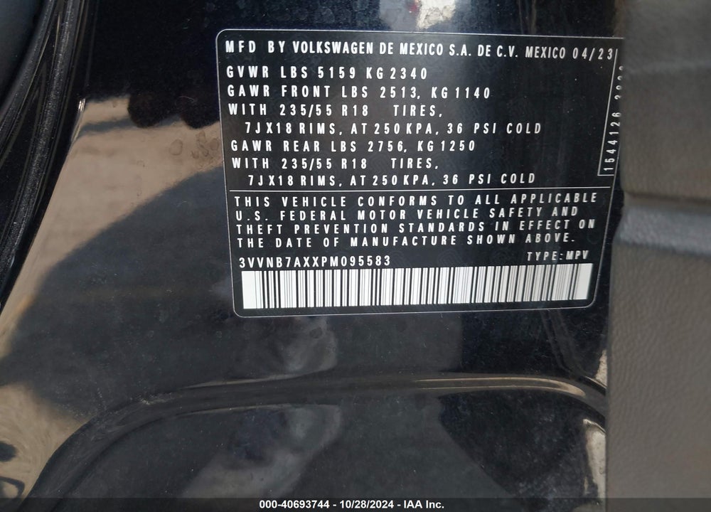 2023 VOLKSWAGEN TIGUAN 2.0T SE VIN: 3VVNB7AXXPM095583
