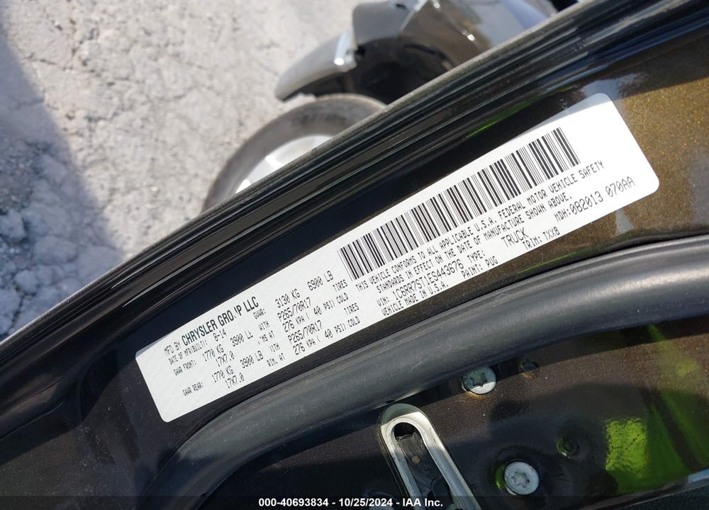 2014 RAM 1500 TRADESMAN VIN: 1C6RR7ST1ES443676