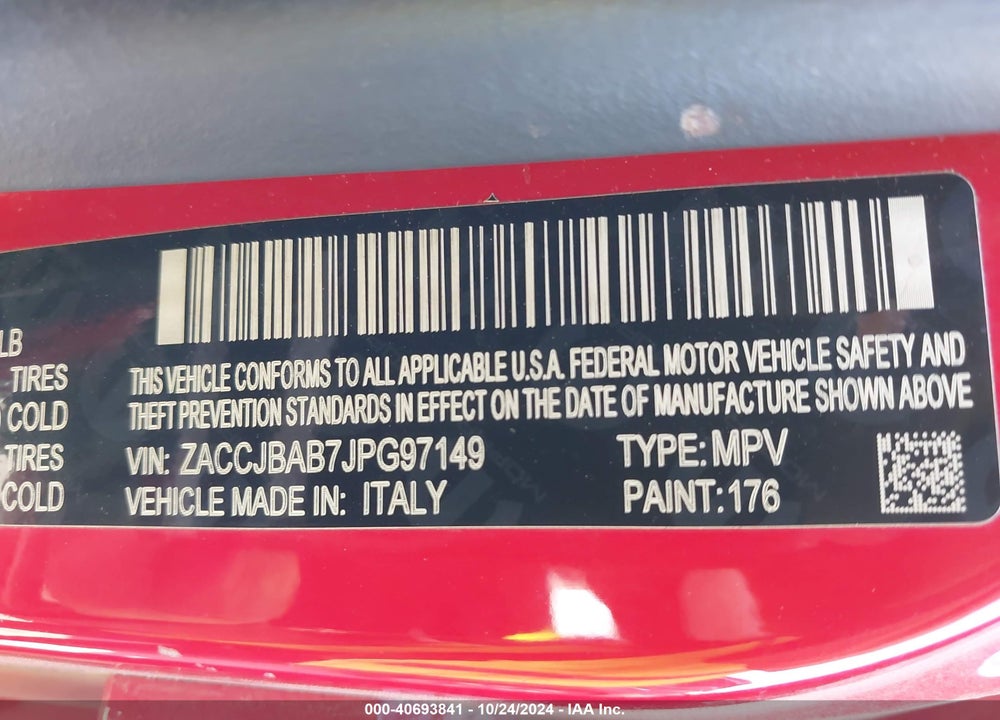2018 JEEP RENEGADE SPORT 4X4 VIN: ZACCJBAB7JPG97149