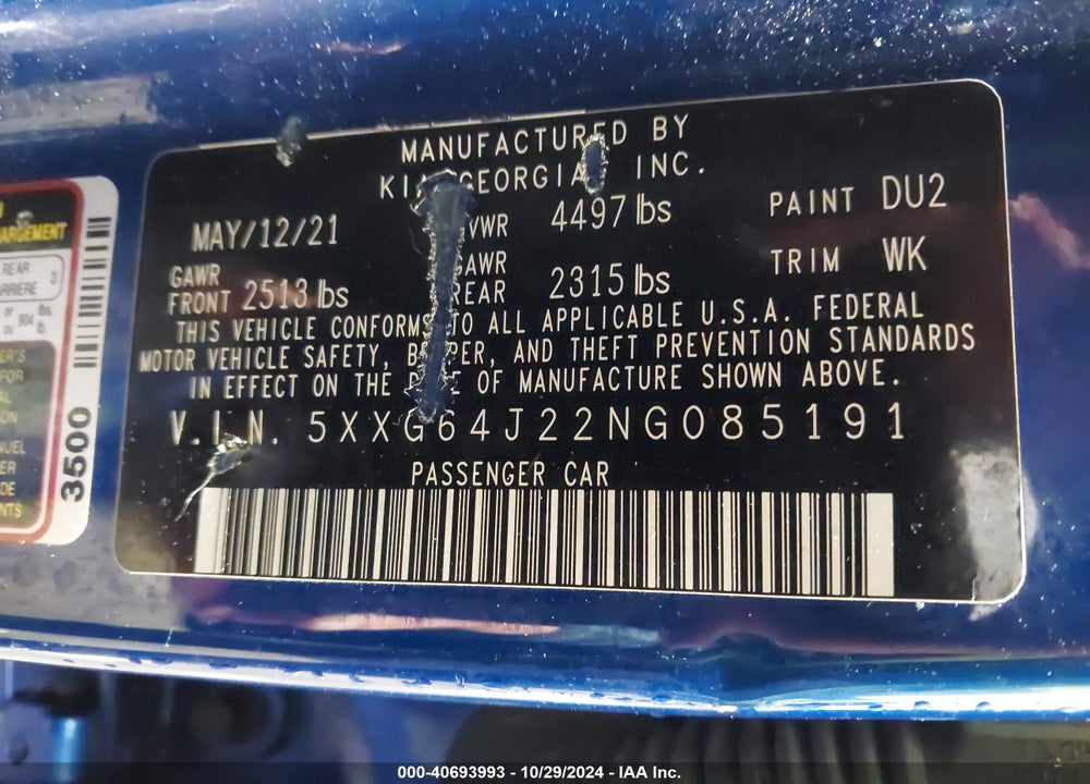 2022 KIA K5 GT LINE VIN: 5XXG64J22NG085191