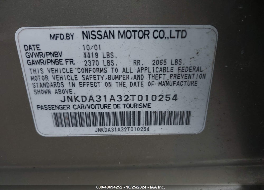 2002 INFINITI I35 LUXURY VIN: JNKDA31A32T010254
