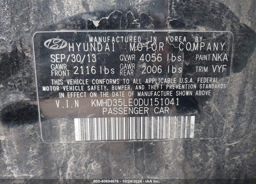 2013 HYUNDAI ELANTRA GT VIN: KMHD35LE0DU151041