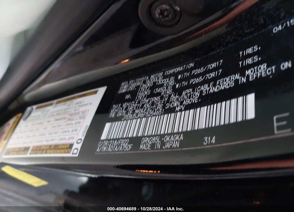 2015 TOYOTA 4RUNNER SR5 VIN: JTEBU5JR6F5254651