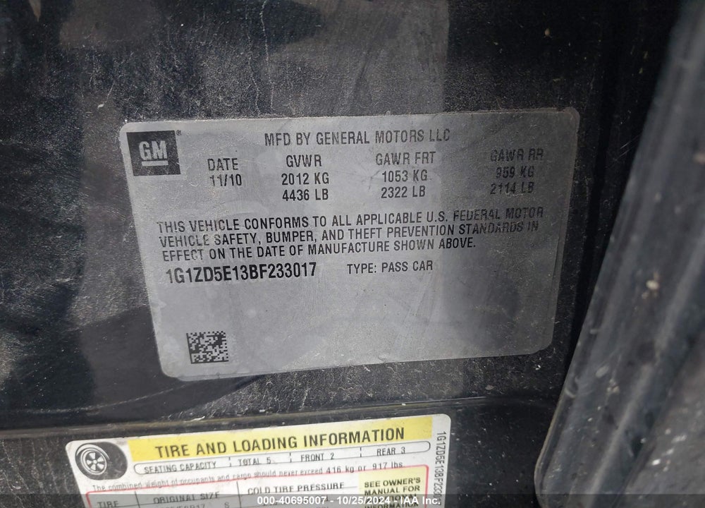 2011 CHEVROLET MALIBU 2LT VIN: 1G1ZD5E13BF233017