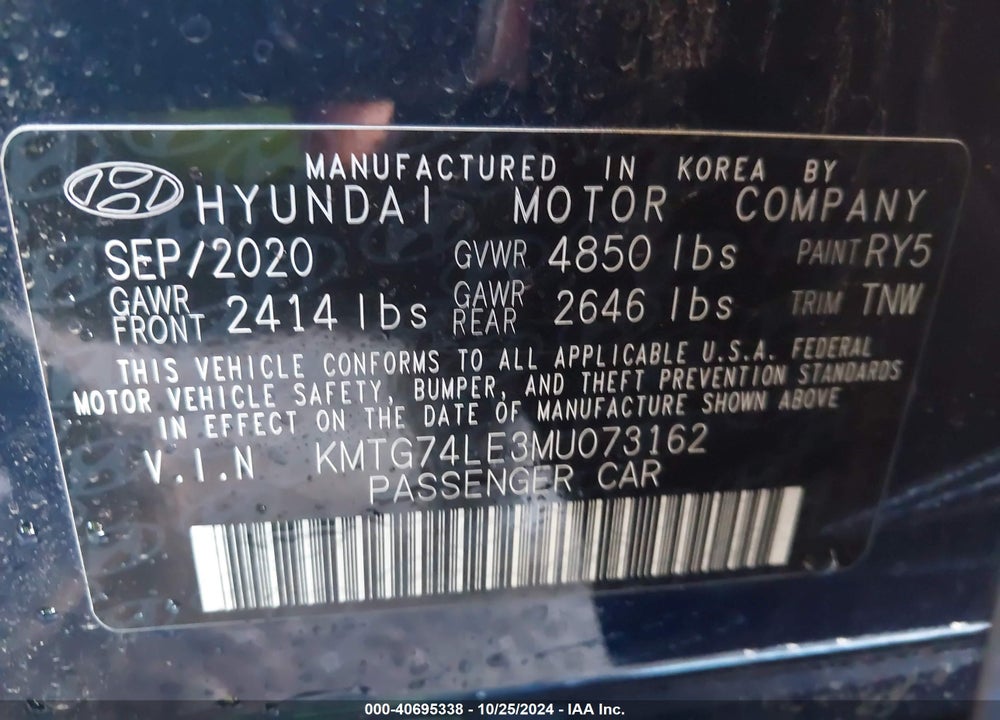 2021 GENESIS G70 3.3T RWD VIN: KMTG74LE3MU073162