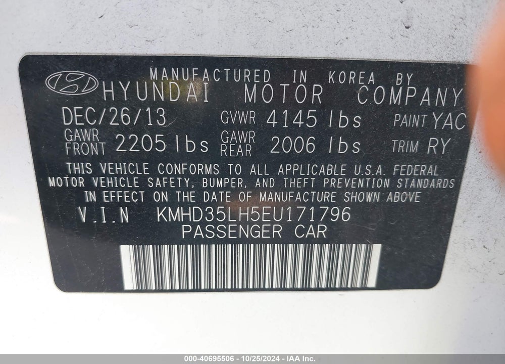 2014 HYUNDAI ELANTRA GT BASE W/BLUE VIN: KMHD35LH5EU171796