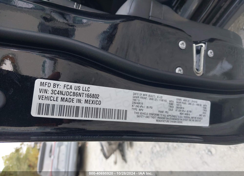 2022 JEEP COMPASS HIGH ALTITUDE 4X4 VIN: 3C4NJDCB6NT166802