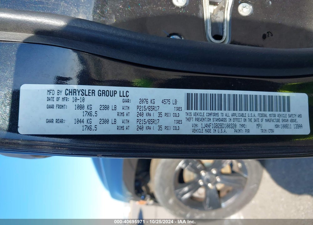 2011 JEEP PATRIOT SPORT VIN: 1J4NF1GB2BD100320