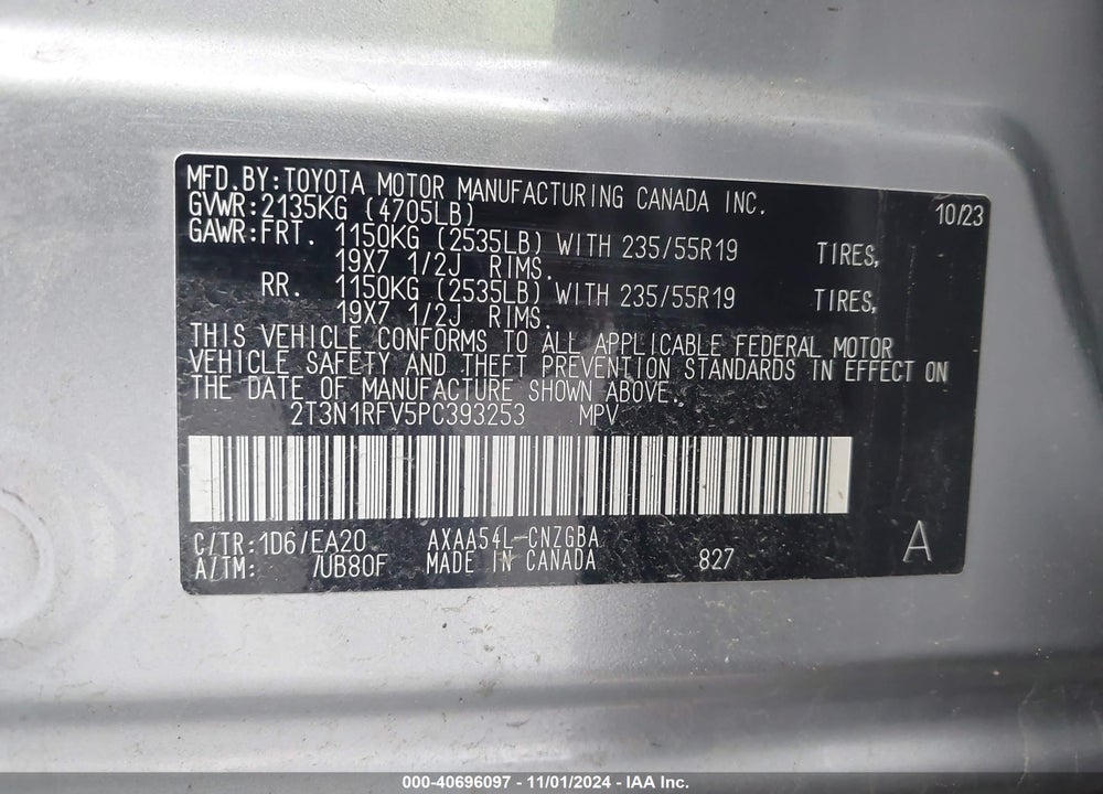 2023 TOYOTA RAV4 LIMITED VIN: 2T3N1RFV5PC393253