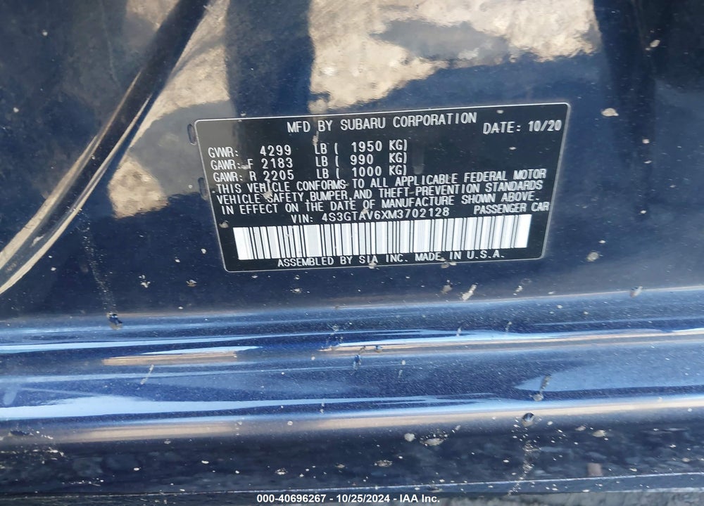 2021 SUBARU IMPREZA PREMIUM 5-DOOR VIN: 4S3GTAV6XM3702128