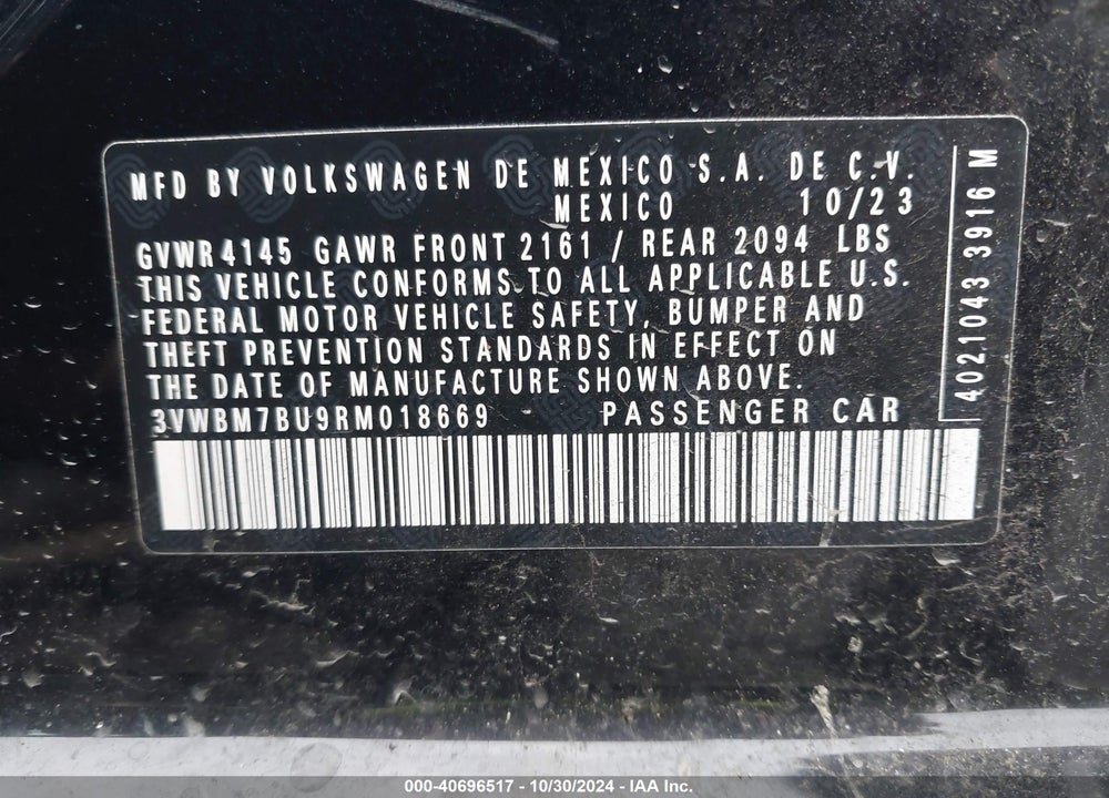 2024 VOLKSWAGEN JETTA 1.5T SPORT VIN: 3VWBM7BU9RM018669