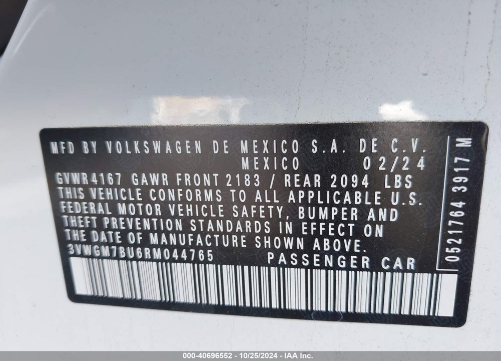2024 VOLKSWAGEN JETTA 1.5T SEL VIN: 3VWGM7BU6RM044765