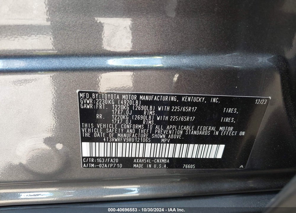 2024 TOYOTA RAV4 HYBRID XLE VIN: 4T3RWRFV9RU121065