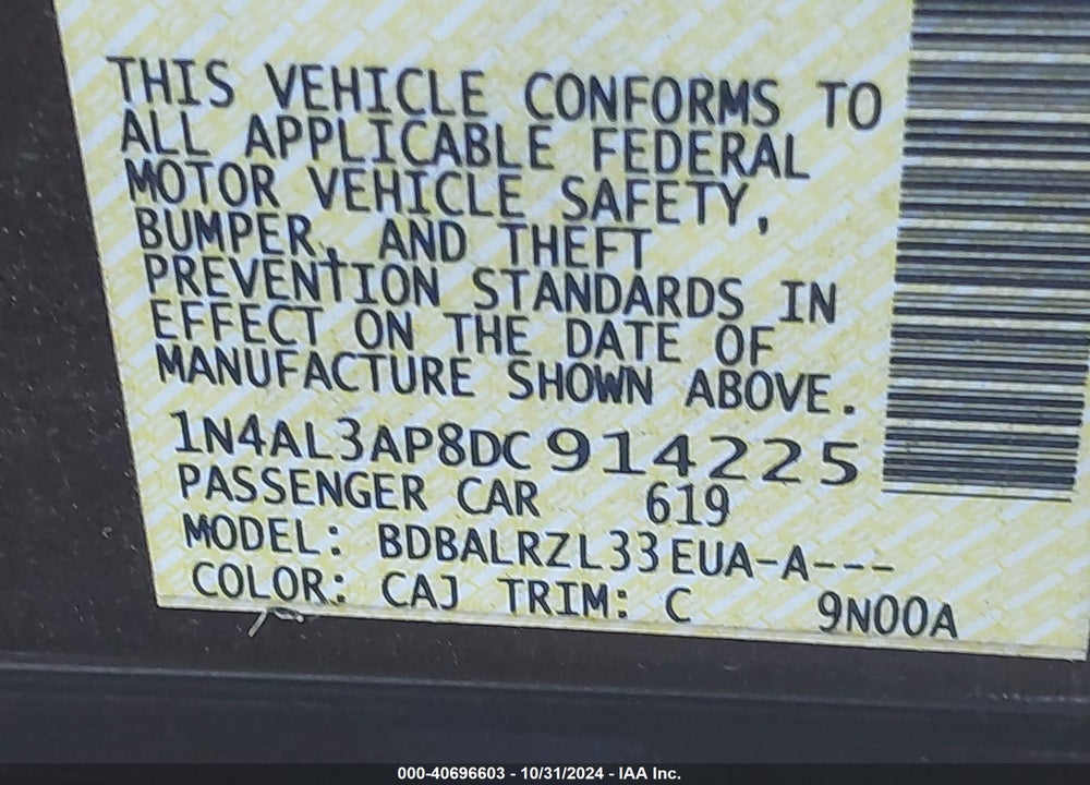 2013 NISSAN ALTIMA 2.5 S VIN: 1N4AL3AP8DC914225