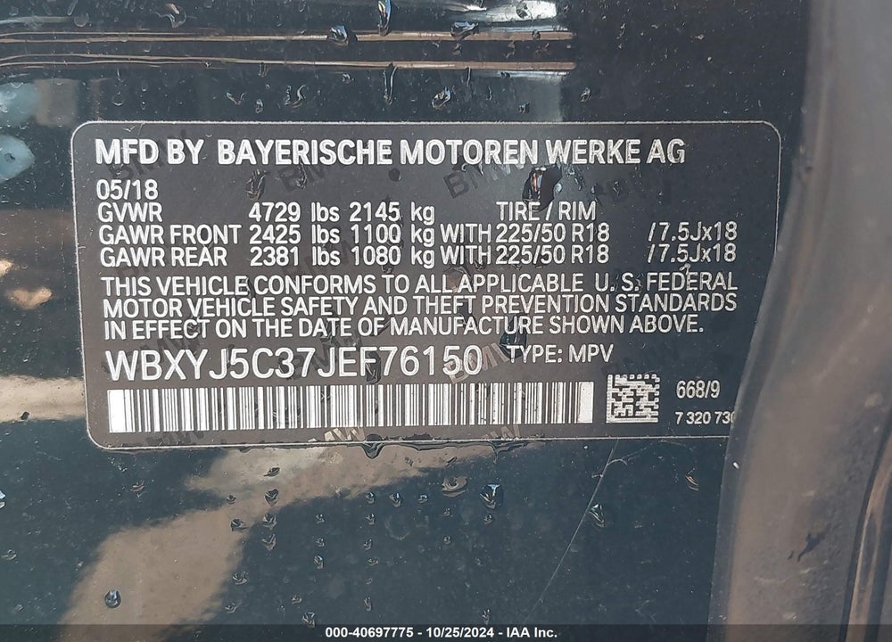 2018 BMW X2 XDRIVE28I VIN: WBXYJ5C37JEF76150