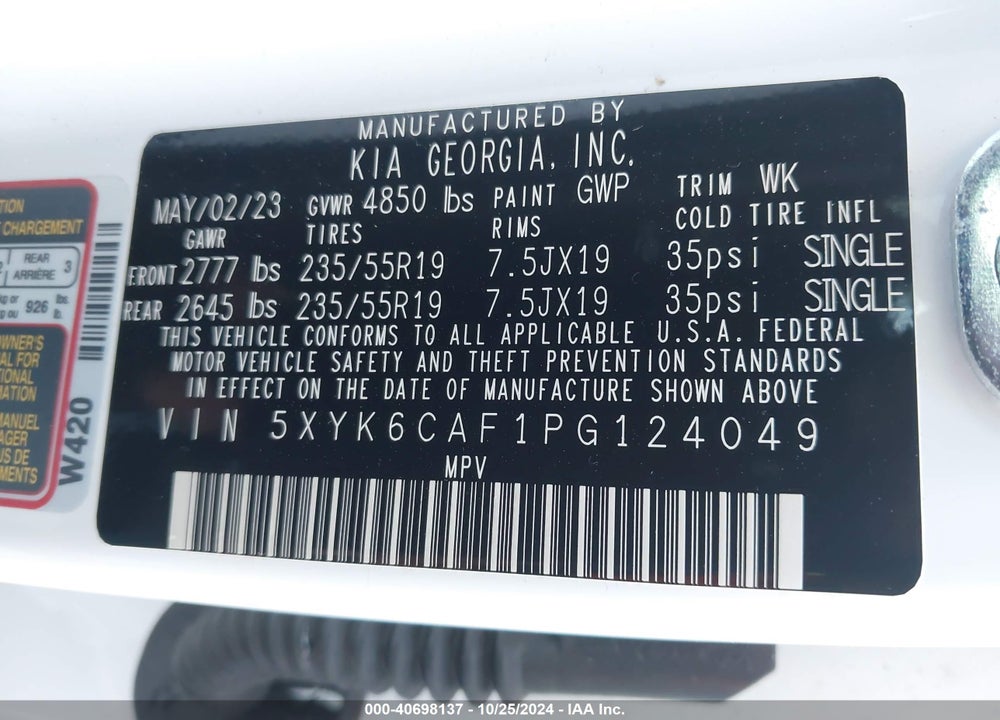 2023 KIA SPORTAGE X LINE VIN: 5XYK6CAF1PG124049