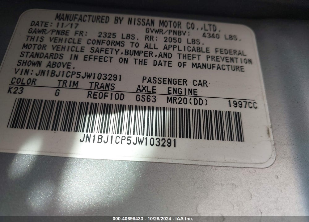 2018 NISSAN ROGUE SPORT S VIN: JN1BJ1CP5JW103291