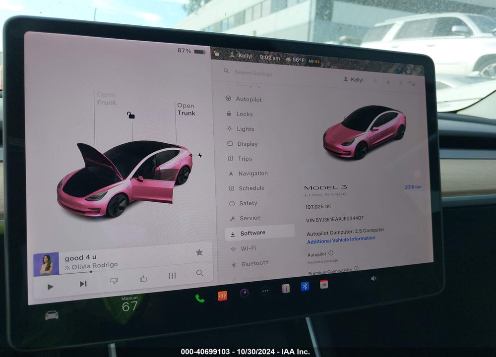 2018 TESLA MODEL 3 LONG RANGE/MID RANGE VIN: 5YJ3E1EAXJF034407