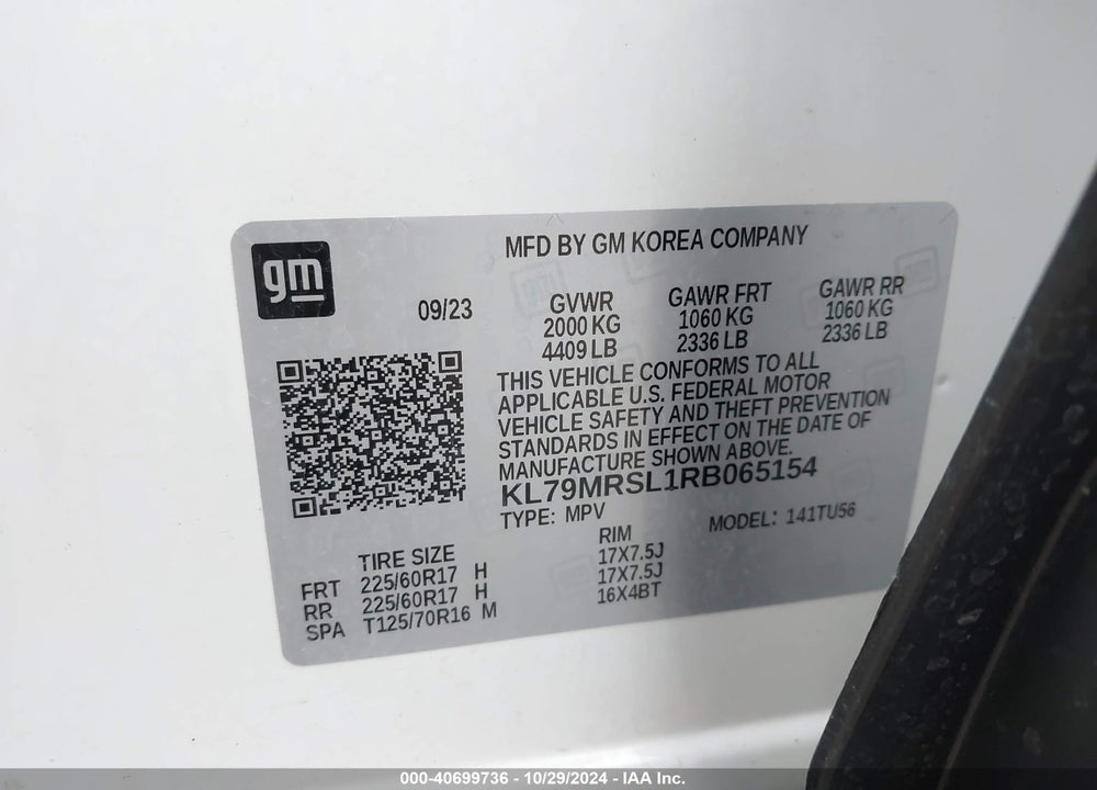 2024 CHEVROLET TRAILBLAZER VIN: KL79MRSL1RB065154