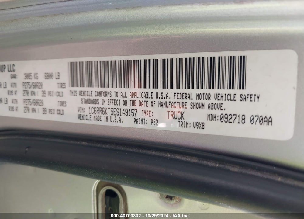 2014 RAM 1500 EXPRESS VIN: 1C6RR6KT5ES149157