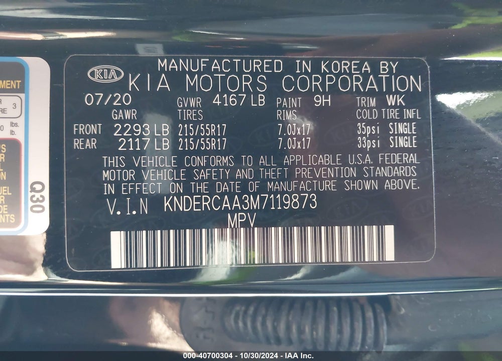 2021 KIA SELTOS EX VIN: KNDERCAA3M7119873
