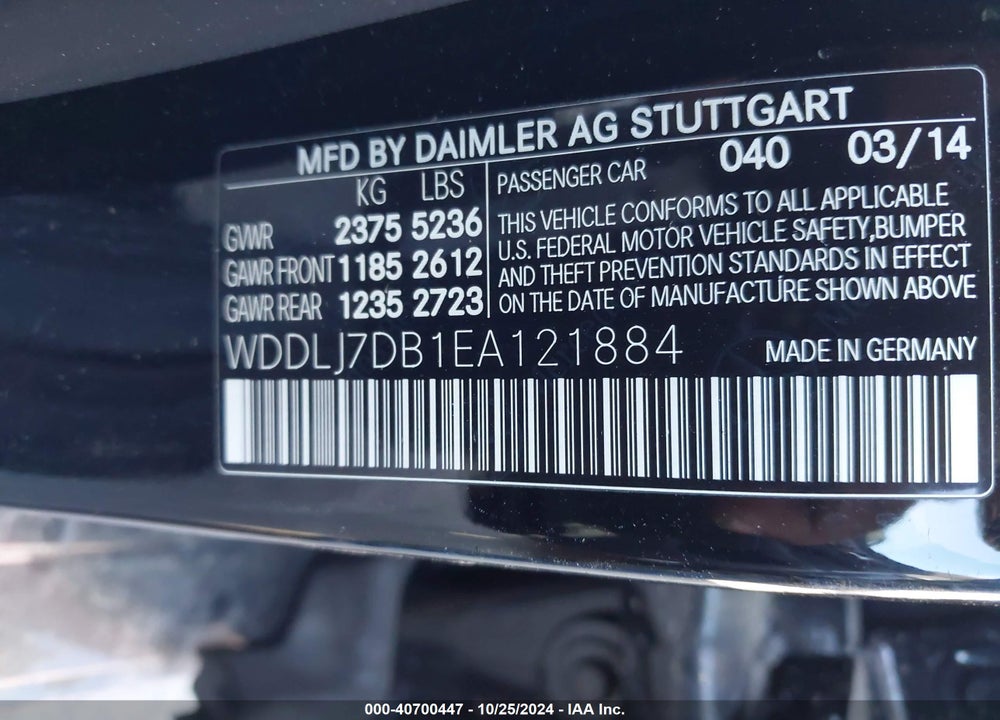 2014 MERCEDES-BENZ CLS 550 VIN: WDDLJ7DB1EA121884