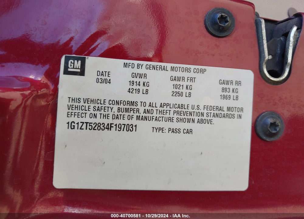 2004 CHEVROLET MALIBU LS VIN: 1G1ZT52834F197031