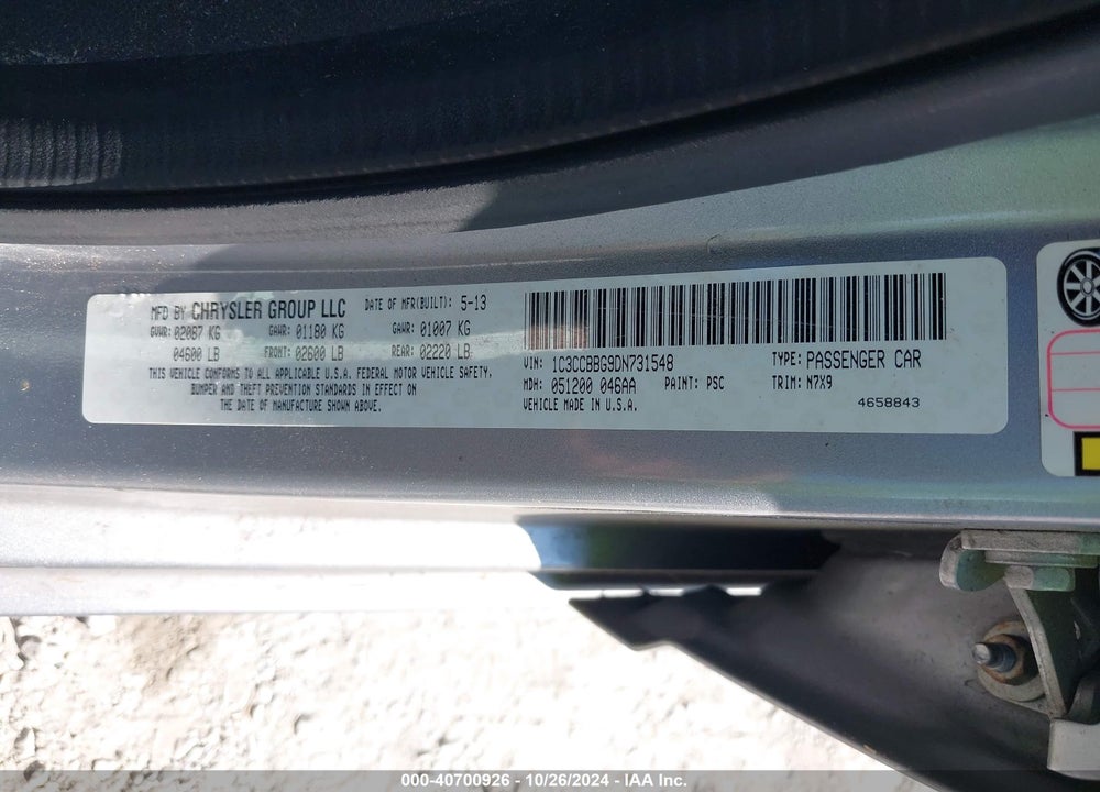 2013 CHRYSLER 200 TOURING VIN: 1C3CCBBG9DN731548