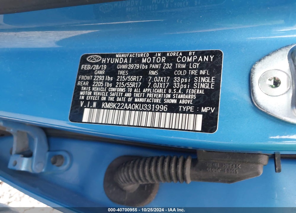 2019 HYUNDAI KONA SEL VIN: KM8K22AA0KU331996