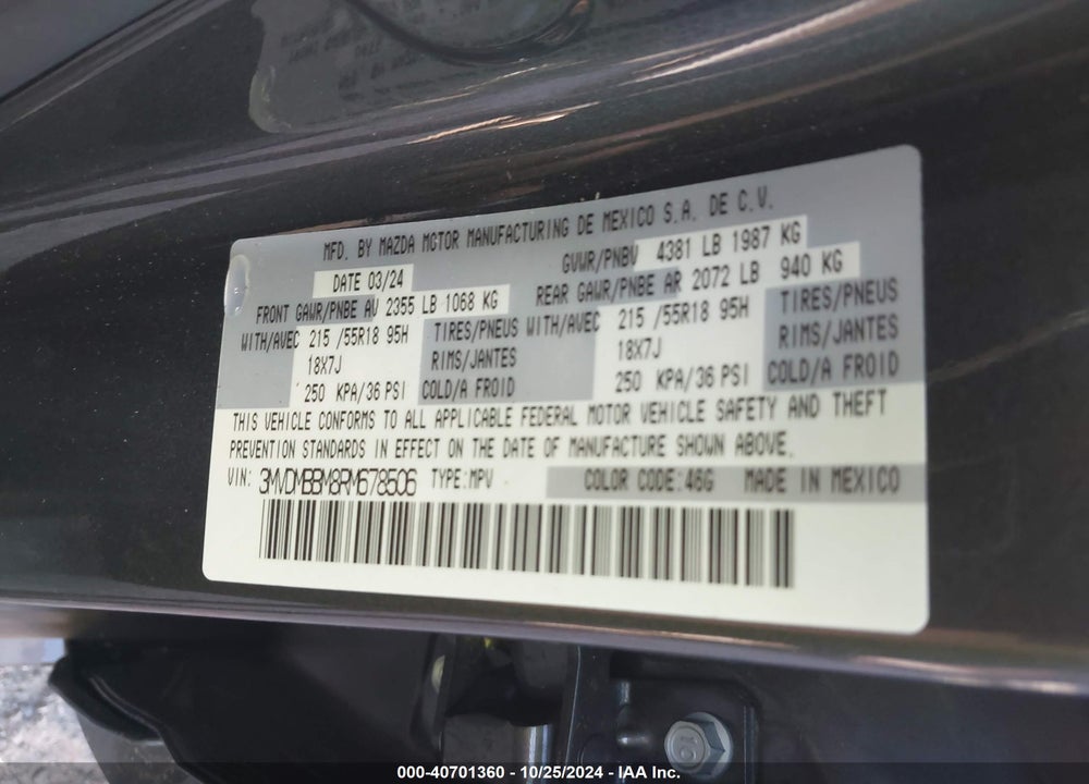 2024 MAZDA CX-30 2.5 S SELECT SPORT VIN: 3MVDMBBM8RM678506