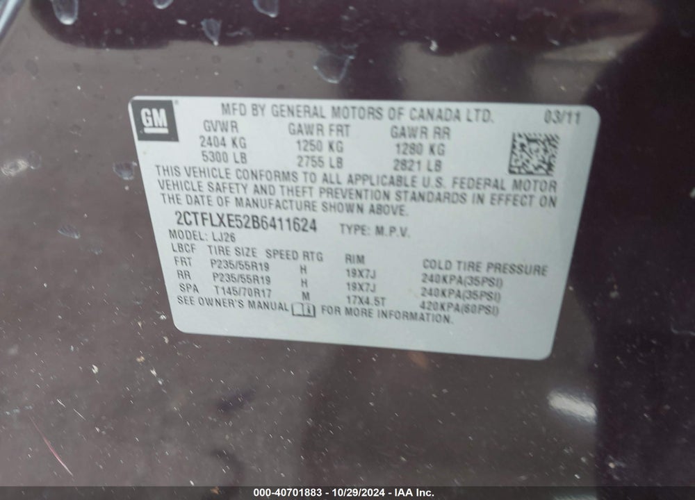 2011 GMC TERRAIN SLT VIN: 2CTFLXE52B6411624