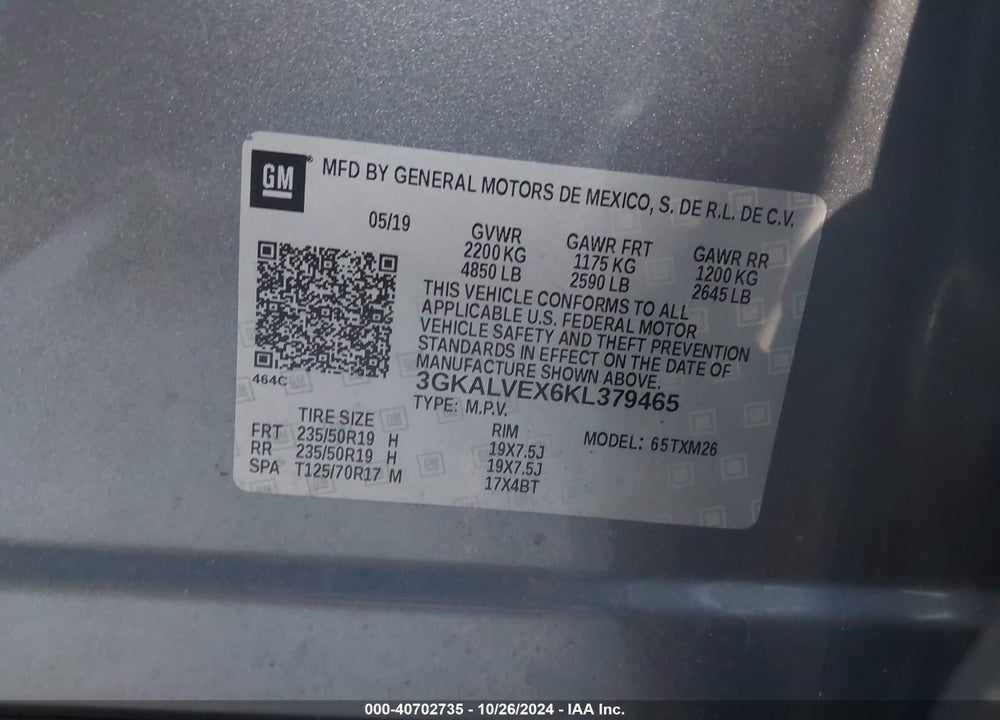 2019 GMC TERRAIN SLT VIN: 3GKALVEX6KL379465