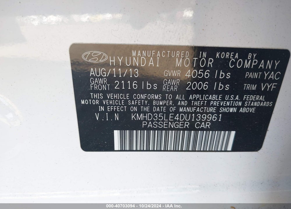 2013 HYUNDAI ELANTRA GT VIN: KMHD35LE4DU139961