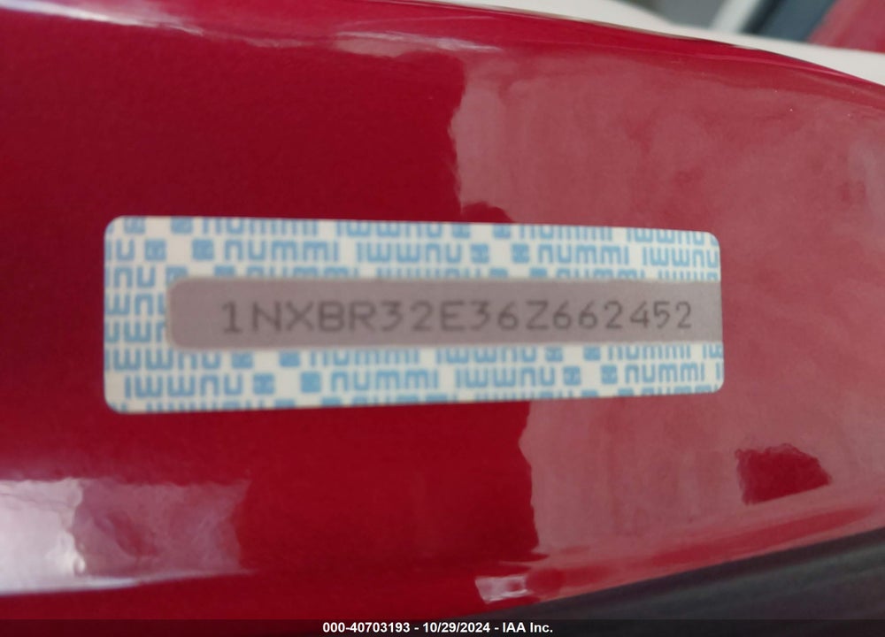 2006 TOYOTA COROLLA LE VIN: 1NXBR32E36Z662452