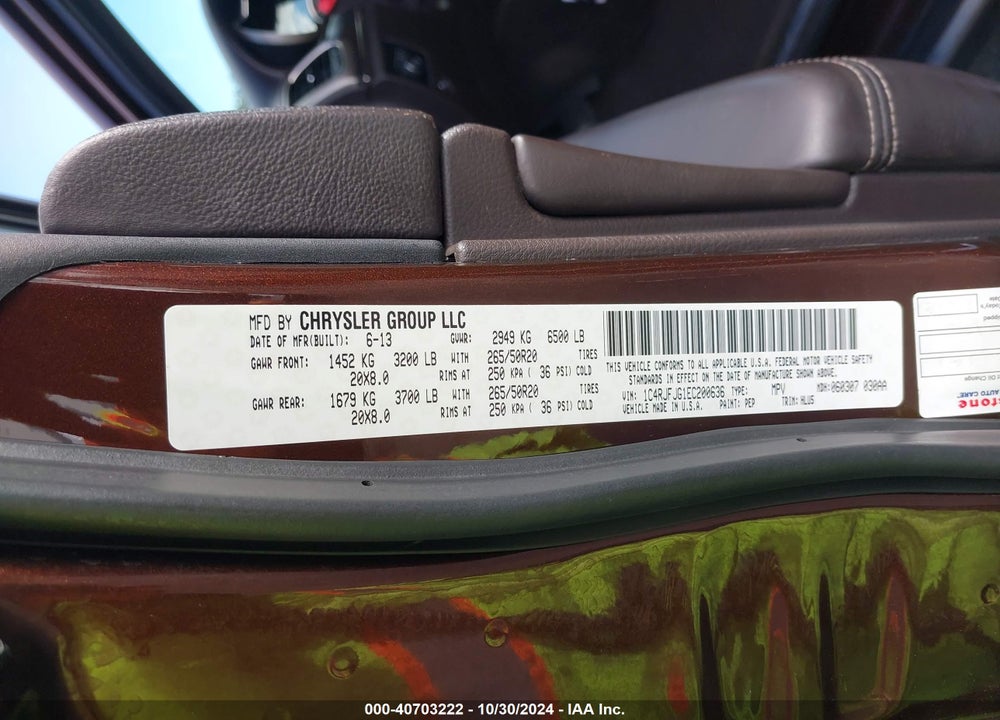 2014 JEEP GRAND CHEROKEE SUMMIT VIN: 1C4RJFJG1EC200636