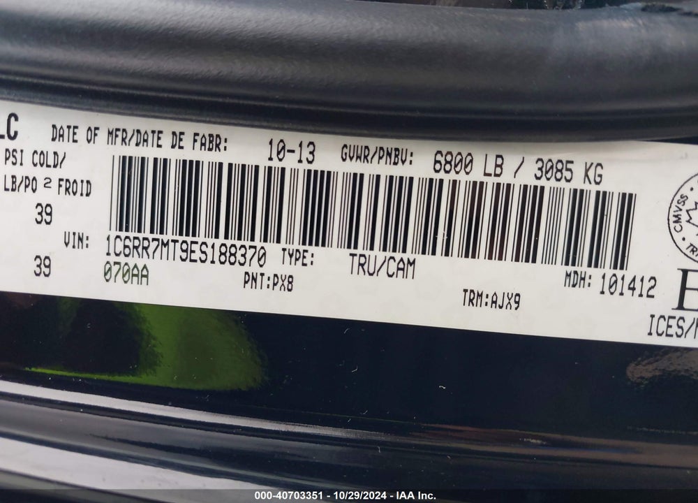 2014 RAM 1500 SPORT VIN: 1C6RR7MT9ES188370