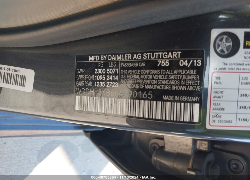 2014 MERCEDES-BENZ E 350 VIN: WDDHF5KB6EA790165