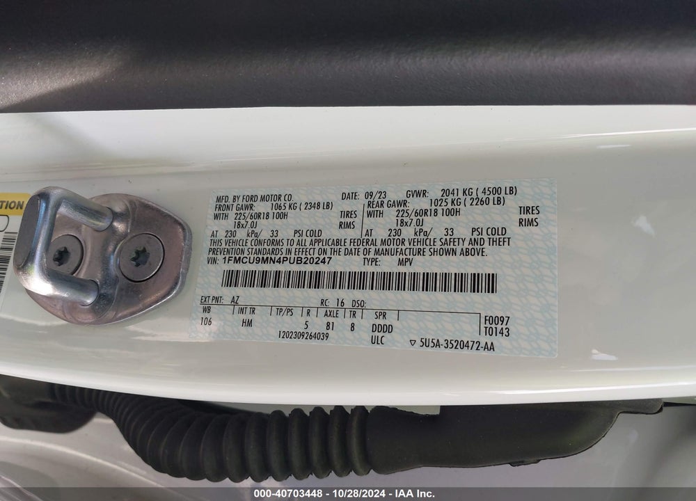 2023 FORD ESCAPE ST LINE VIN: 1FMCU9MN4PUB20247