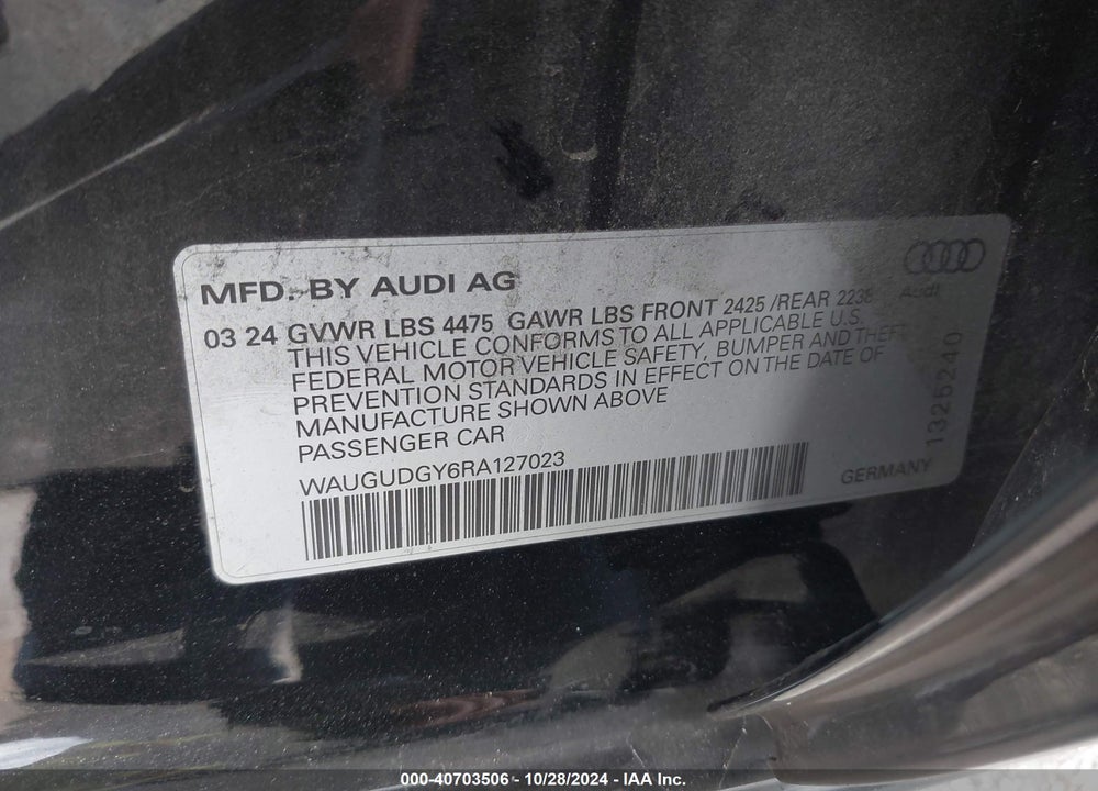 2024 AUDI A3 VIN: WAUGUDGY6RA127023
