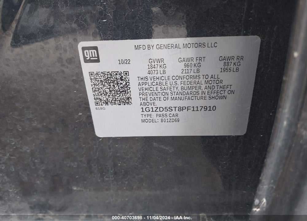 2023 CHEVROLET MALIBU VIN: 1G1ZD5ST8PF117910