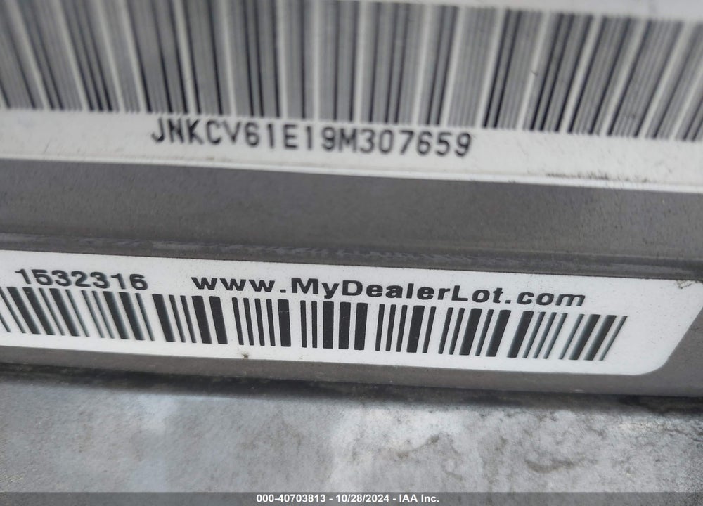 2009 INFINITI G37 JOURNEY VIN: JNKCV61E19M307659
