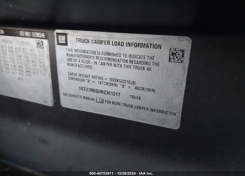 2017 GMC SIERRA 2500HD VIN: 1GT21REG9HZ361217