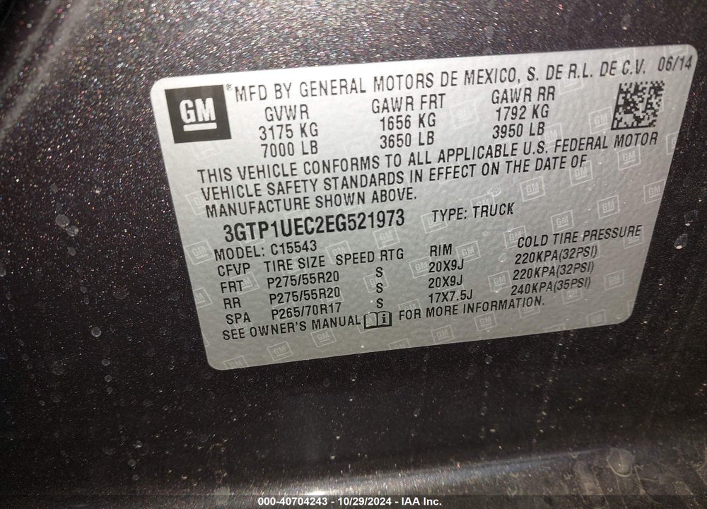 2014 GMC SIERRA C1500 SLE VIN: 3GTP1UEC2EG521973