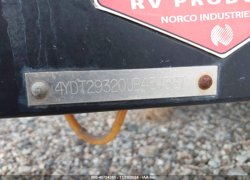 2018 KEYSTONE RV OTHER VIN: 4YDT29320JB454387