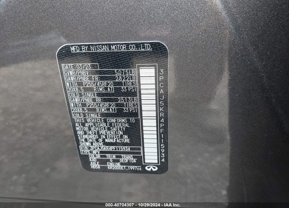 2023 INFINITI QX55 VIN: 3PCAJ5KR4PF115934