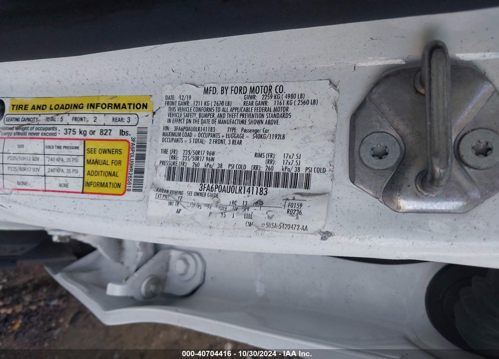 2020 FORD POLICE RESPONDER HYBRID VIN: 3FA6P0AU0LR141183