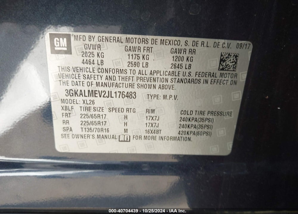 2018 GMC TERRAIN SLE VIN: 3GKALMEV2JL176483
